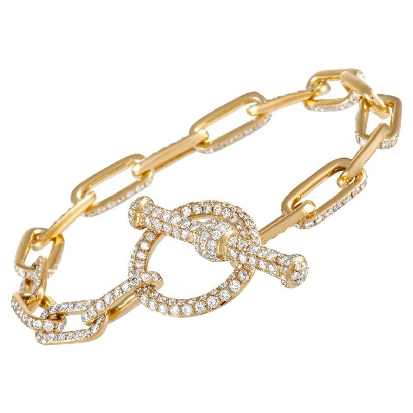 LB Exclusive 18K Yellow Gold 10.25 Ct Diamond Toggle Bracelet For Sale ...