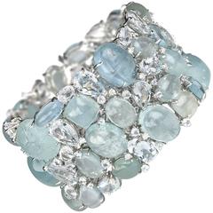 Multi Stone Aquamarine Diamond Gold Bracelet 11