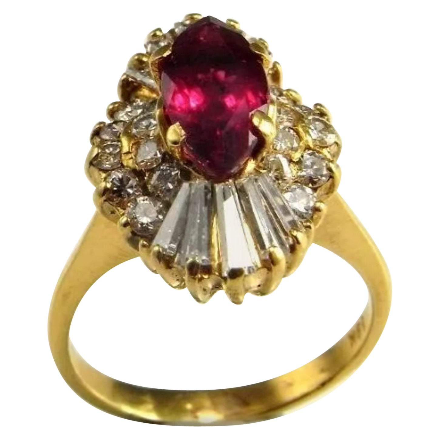 For Sale:  2 Carat Marquise Cut Ruby Diamond Engagement Ring, Ruby Diamond Wedding Ring
