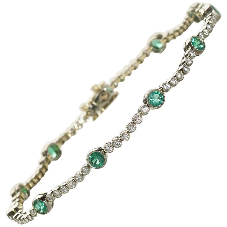 Emerald Diamond Gold Bracelet at 1stdibs