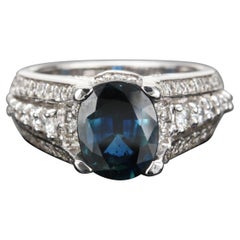 3 Carat Sapphire Diamond Wedding Band White Gold Sapphire Fashion Statement Ring
