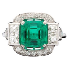 2 Carat Natural Colombian Emerald Engagement Ring White Gold Diamond Bridal Ring