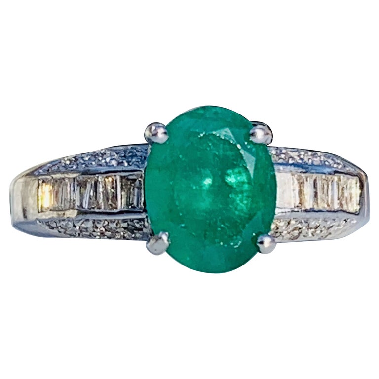 Customizable 2.5 Carat Emerald Diamond Engagement Ring Unique Half