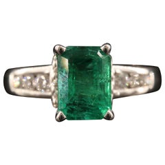 3 Carat Natural Emerald Engagement Ring Yellow Gold Emerald Diamond Wedding Ring