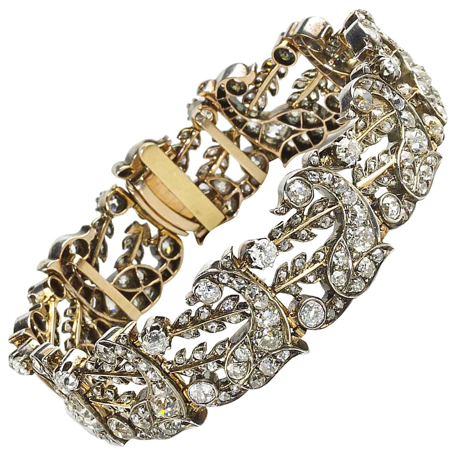 Antique Diamond Silver Gold Bracelet 