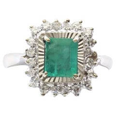 Vintage 3.57 CT Natural Emerald Diamond Engagement Ring in 18K Gold Bridal Ring