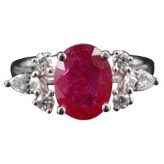 3 Carat Oval Cut Ruby Engagement Ring Antique Victorian Ruby Wedding Ring