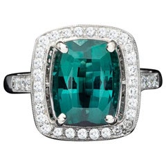 4 Carat Cushion Cut Emerald Engagement Ring Vintage Emerald White Gold Ring