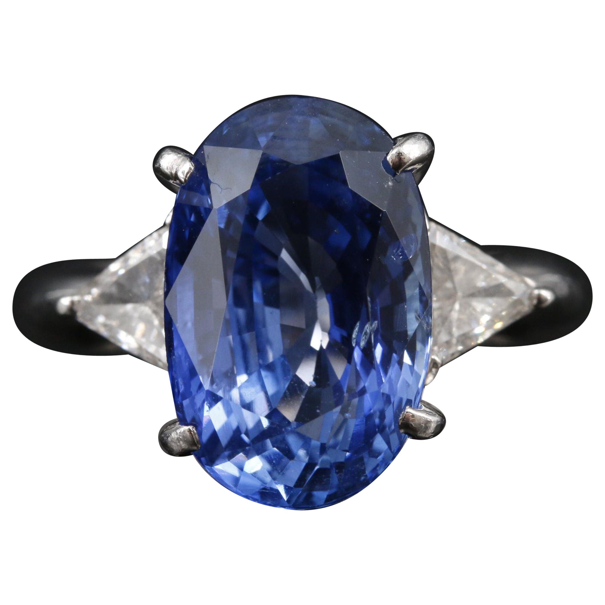 Vertically Set Victorian Sapphire Diamond Gold Engagement Ring For Sale