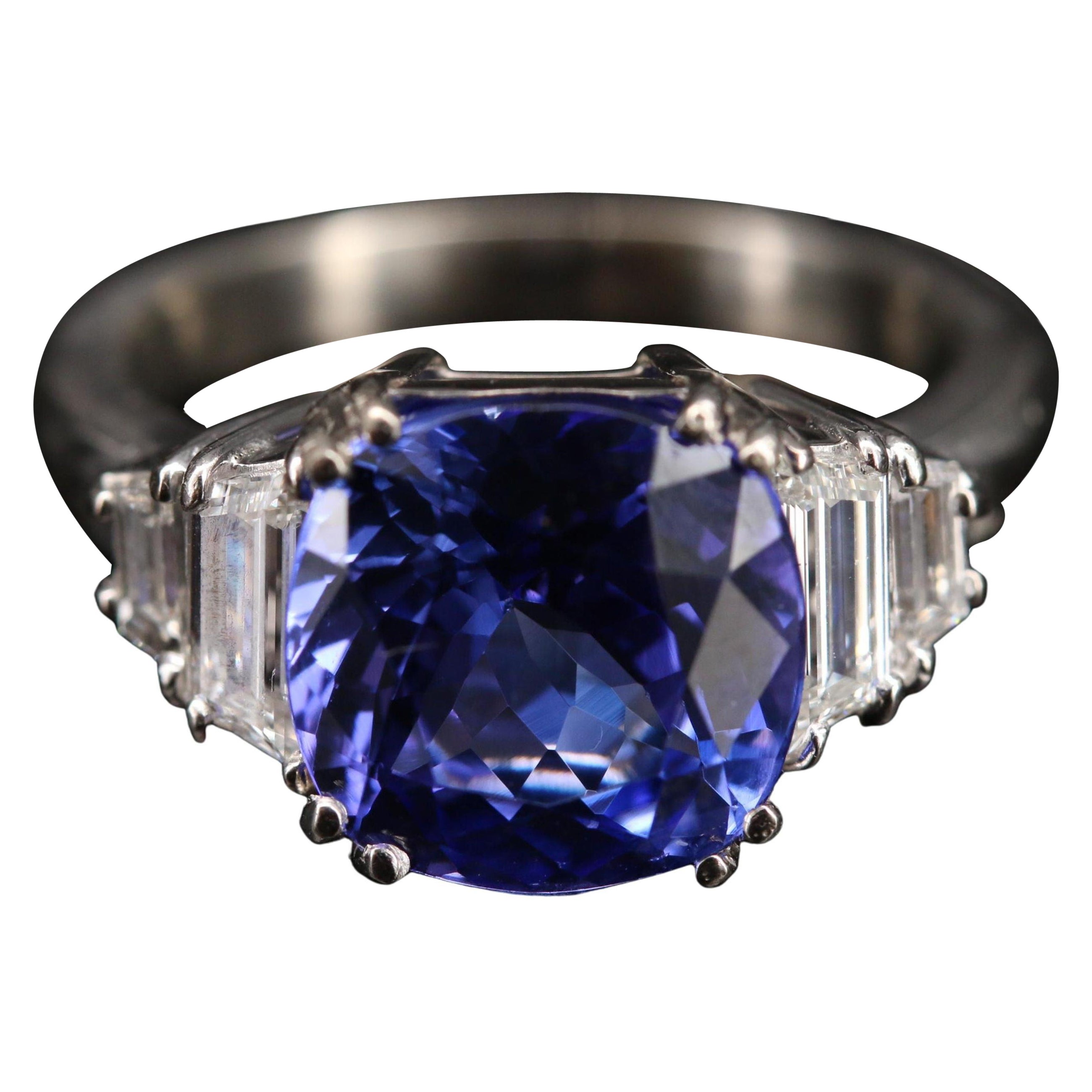 For Sale:  Certified 3 Carat Tanzanite and Diamond White Gold Engagement Ring