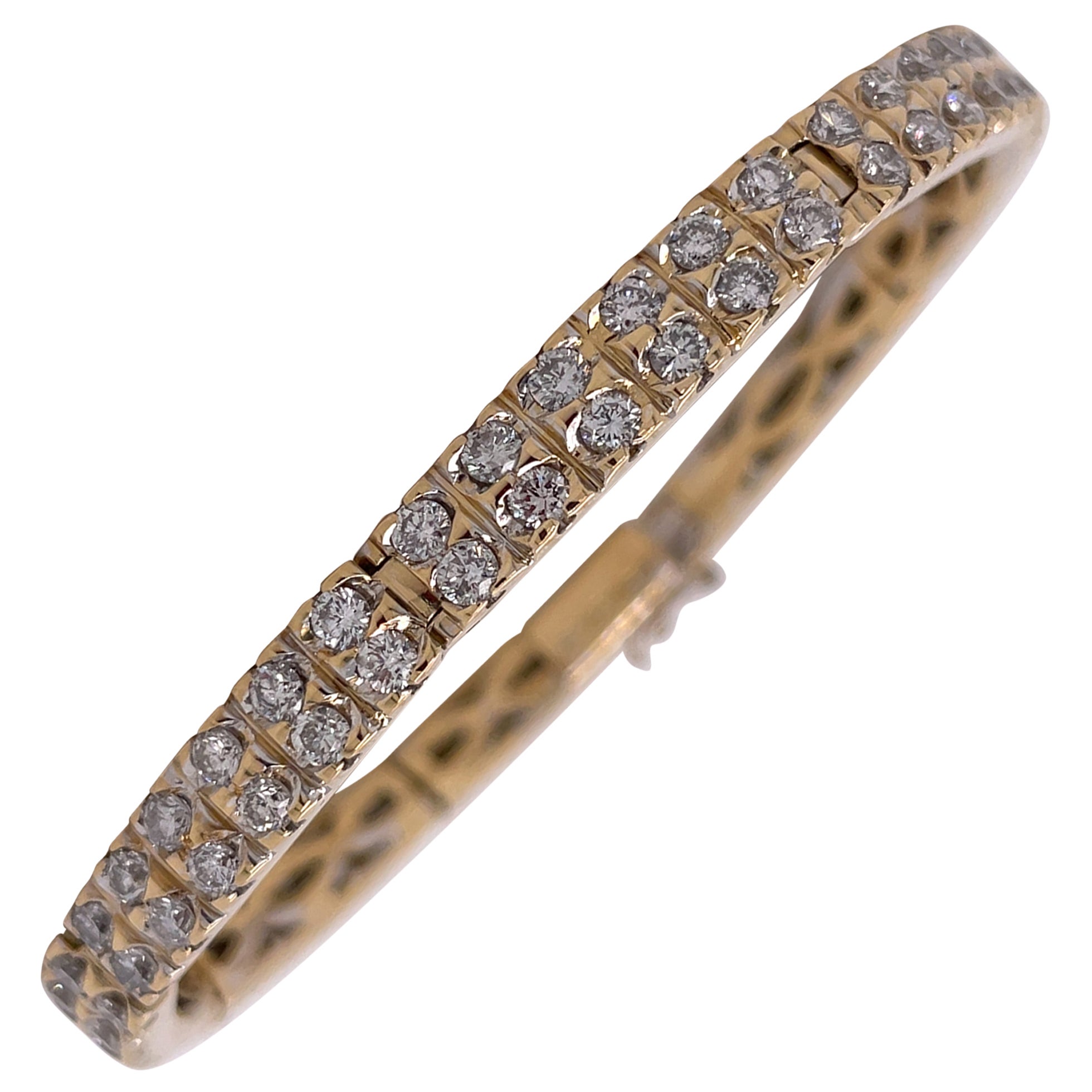 Contemporary Yellow Gold Diamond Bar Bracelet For Sale