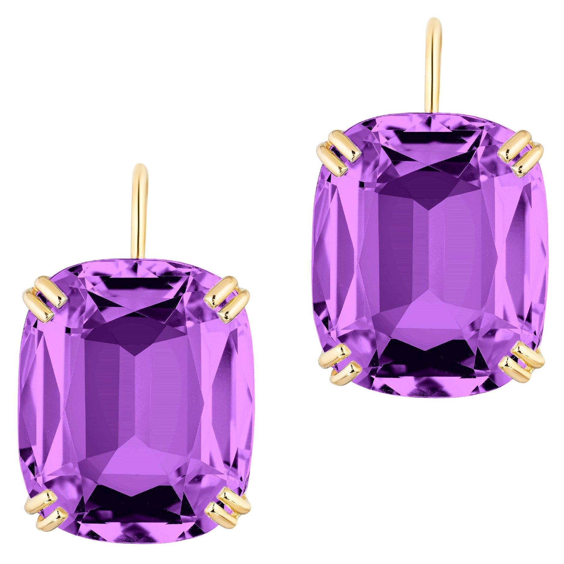 Goshwara Amethyst Cushion on Wire Earrings For Sale