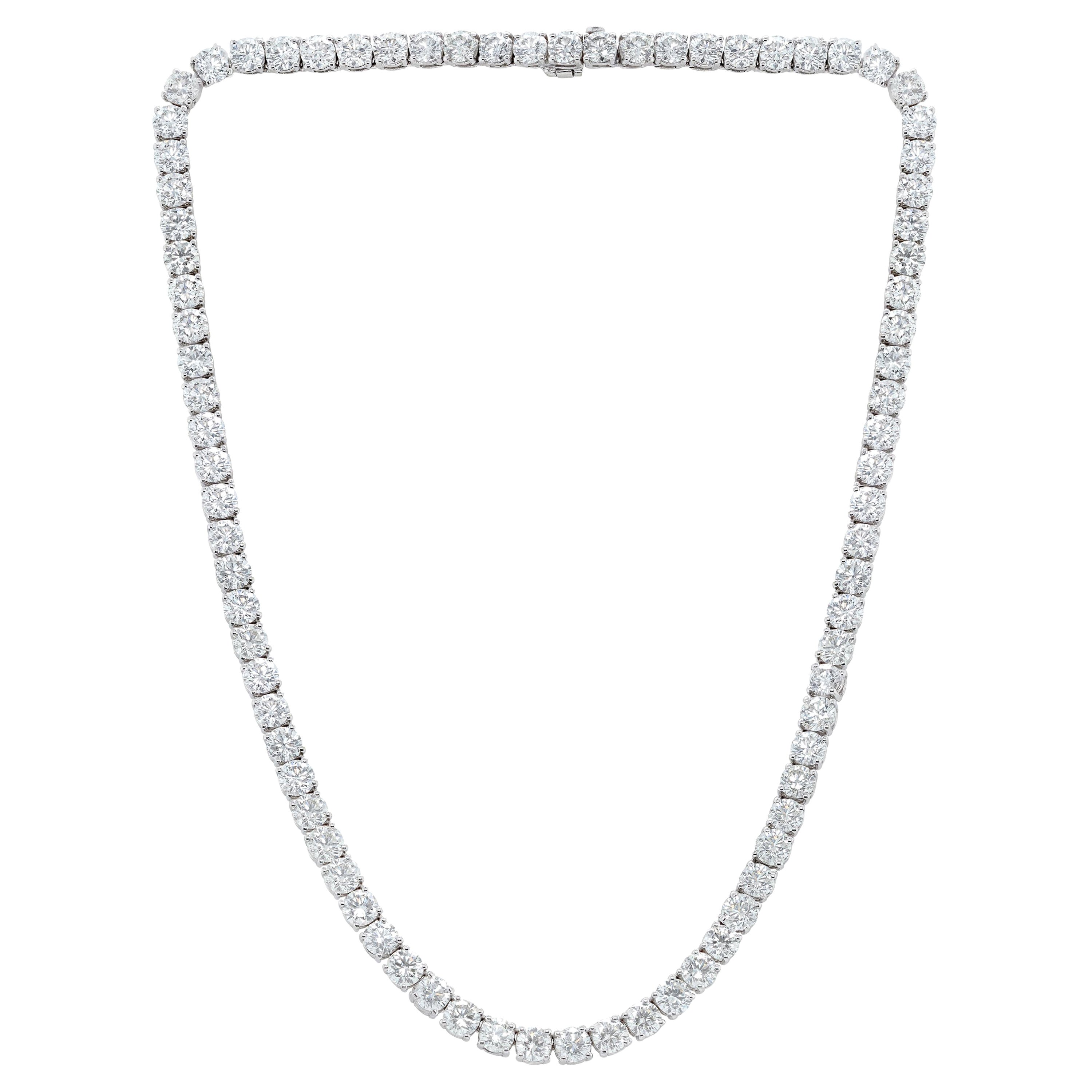 Diana M. Platinum 52.00 Carat Diamond Tennis Necklace '0.75 CT Each Diamond' For Sale
