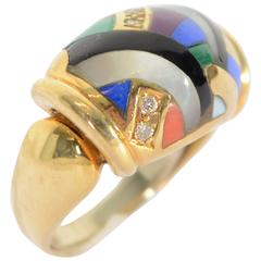 Asch Grossbardt Gold Ring with Inlaid Stones