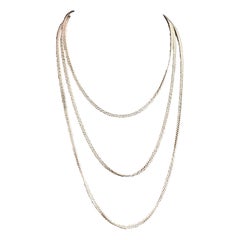 Used Victorian Silver Longuard Chain Necklace, Victorian, Muff Chain