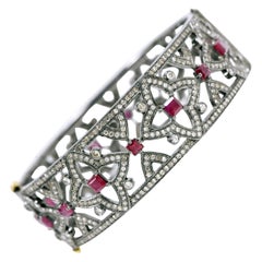 Diamond and Ruby 10.60 Carats Bangle in Victorian Style