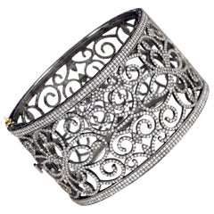 Pave Diamonds 13.35 Carats Bangle in Art-Deco Style