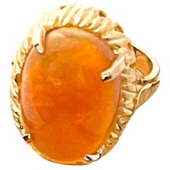 14 Carat Oval Shape Ethiopian Opal Cocktail Ring 14 Karat Yellow Gold Solid Ring