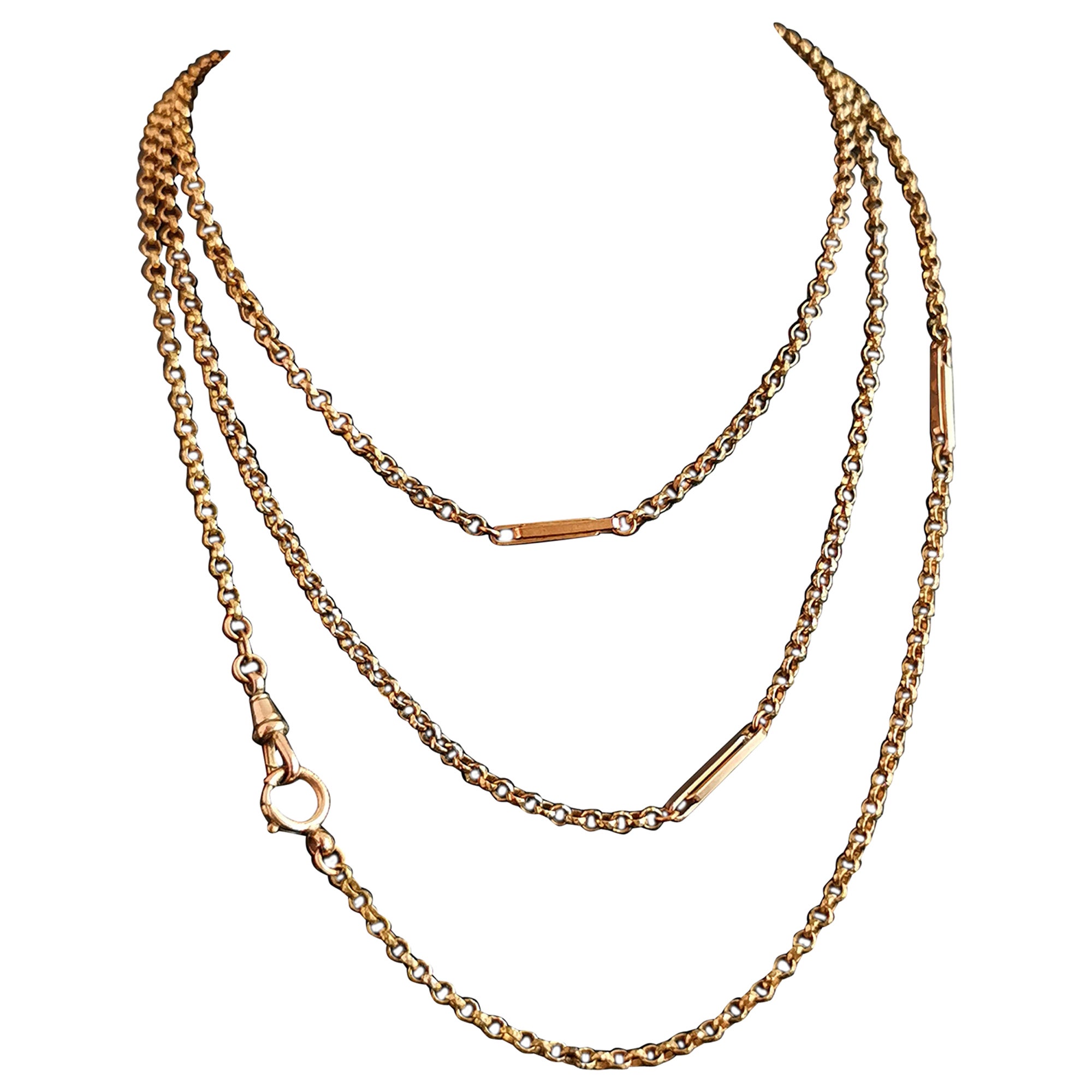 Victorian Swiss Enamel Open Link Chain Necklace at 1stDibs