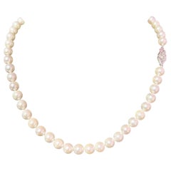 Akoya Pearl Necklace 14k White Gold 16.25" 7 mm Certified