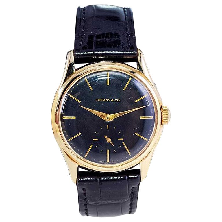 Tiffany & Co. von Agassiz 14Kt. Massivgold-Art-déco-Uhr, handgefertigt, 1940er Jahre im Angebot