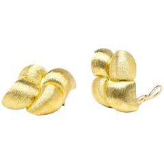 Henry Dunay Gold Sabi Finish Quilted Earrings 3