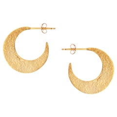 Textured Crescent Hoop Earrings in Gold by Allison Bryan