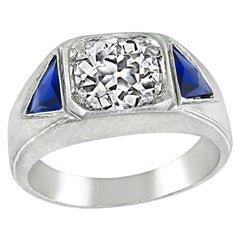 GIA Certified 1.64ct Diamond Sapphire Ring