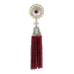 Collar Colgante de Oro de 18 Kilates con Cuentas de Rubí y Diamantes de 74,87 Quilates Totales