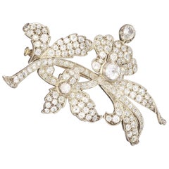 Broche 1900s Diamante Oro Platino Espray Floral