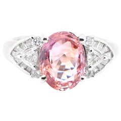 AIGS Certified 3.25 Carat Natural Unheated Padparadscha Sapphire Ring