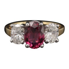 1.38 Carat Ruby and Diamond Engagement Ring, Minimalist Ruby Wedding Ring