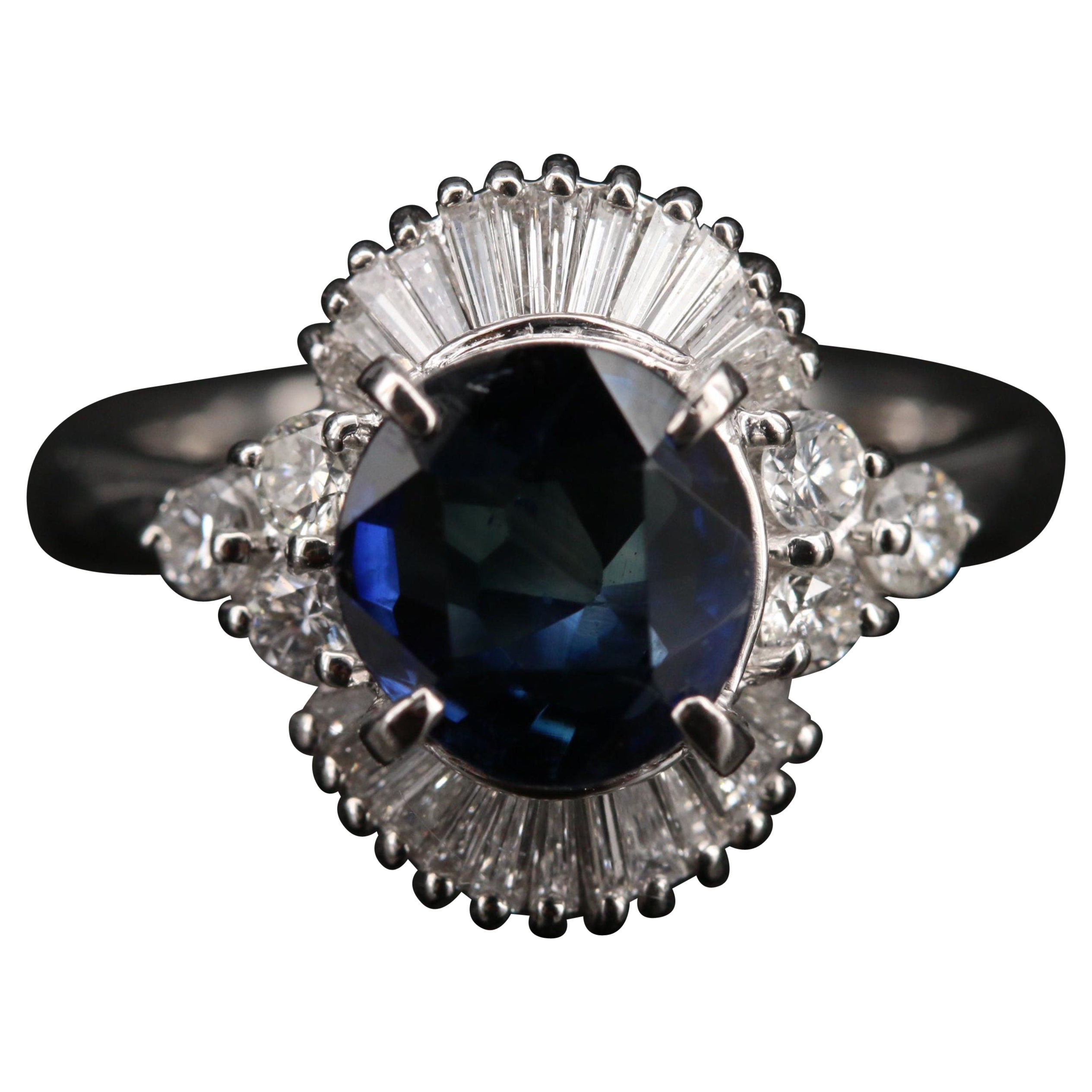 For Sale:  3.6 Carat Antique Sapphire Diamond Engagement Ring, Ceylon Sapphire Wedding Ring