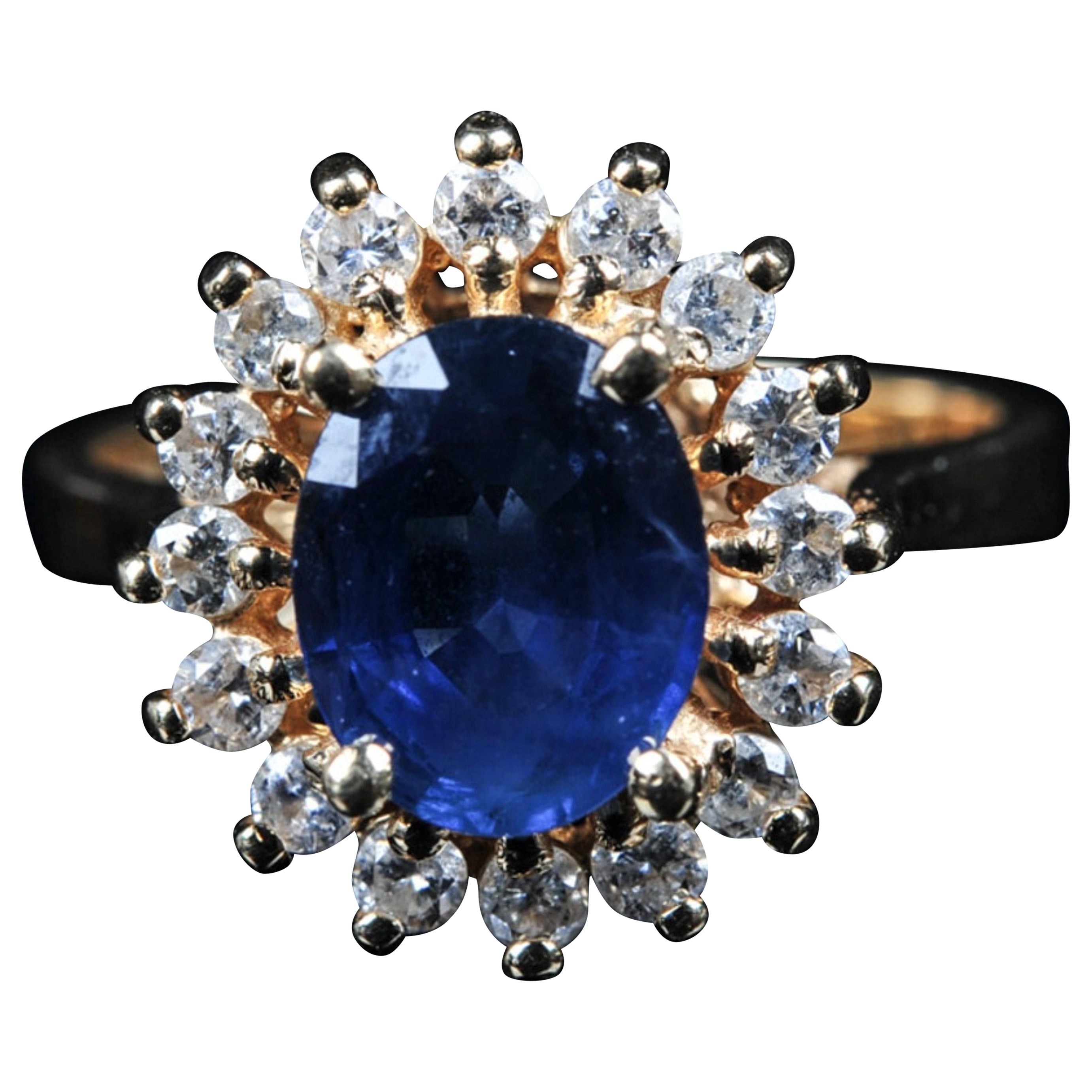 For Sale:  1.9 Carat Floral Sapphire and Diamond Gold Engagement Ring Bridal Ring For Her