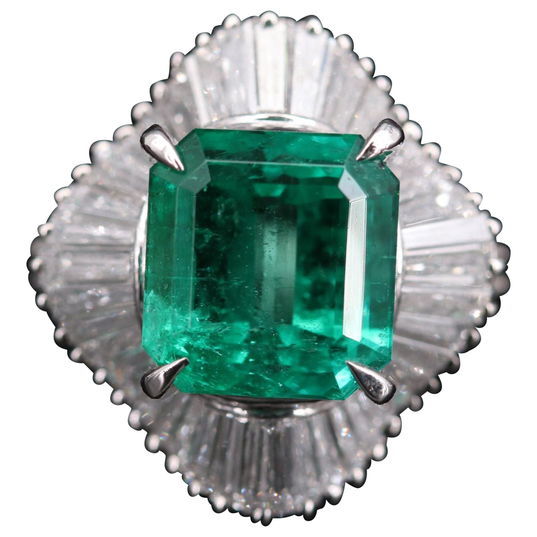 9.98 Carat Emerald Cabochon and Diamond Cocktail Engagement Ring For