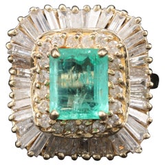 2.36 Carat Colombian Emerald and Diamond Yellow Gold Engagement Ring