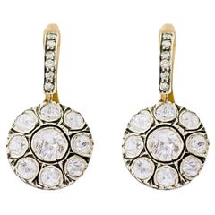 Rose-Cut Diamond Dangle Earrings in Victorian Style