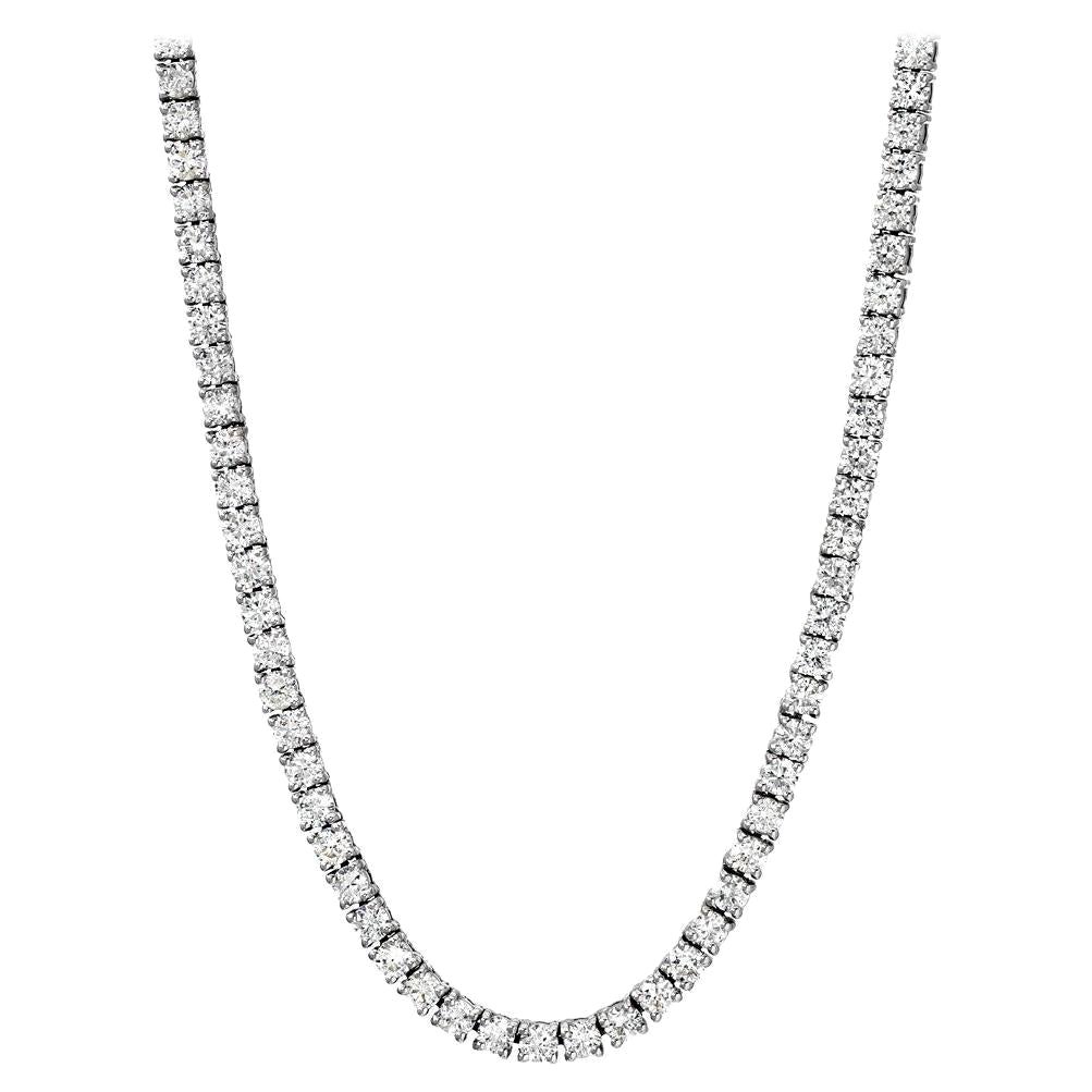 Beauvince Diamond Tennis Necklace 10.02 ct GH VVS-VS Diamonds in 18K White Gold For Sale