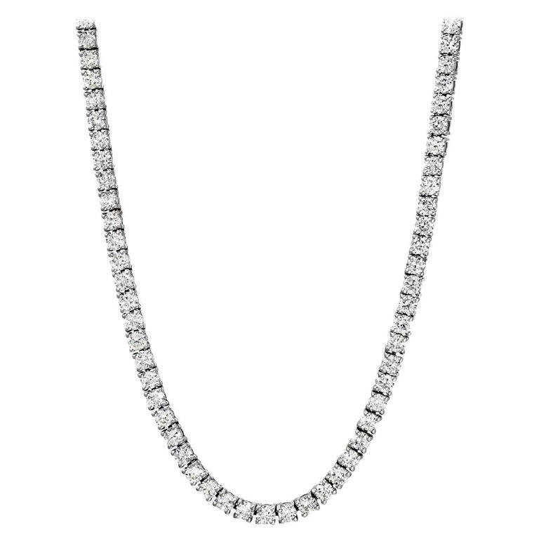 Beauvince Diamond Tennis Necklace 10.02 ct GH VVS-VS Diamonds in 18K White  Gold For Sale at 1stDibs