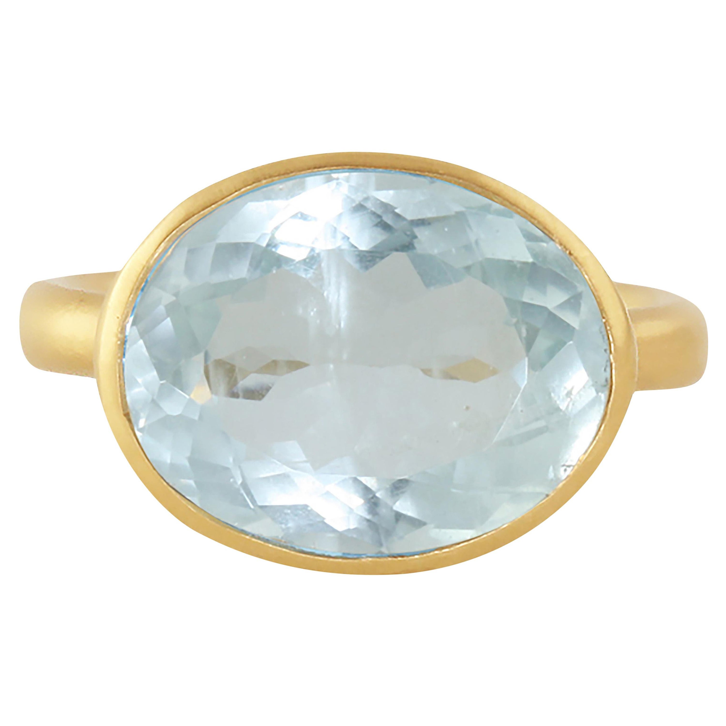 Ico & the Bird Fine Jewelry 7.89 carat Aquamarine Diamond Wave Gold Ring 