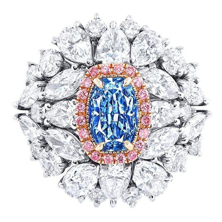 Emilio Jewelry, bague en diamant bleu intense de fantaisie certifié GIA