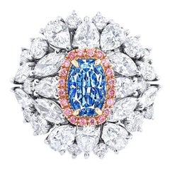 Emilio Jewelry GIA Certified Fancy Intense Blue Diamond Ring
