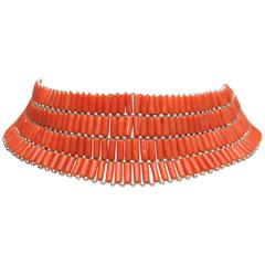 Coral Sterling Silver Adjustable Choker Necklace 8