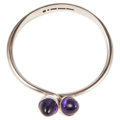 Bent Knudsen Sterling Silver Bangle with Amethyst Bullet Cabuchon