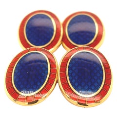 Retro Tiffany & Co. Enamel Gold Cufflinks