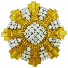 David Webb Diamond 18K Gold Platinum Pendant Brooch 4