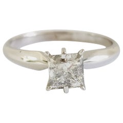 GIA 1.06 Carat Princess Cut Natural Fancy Light Gray Diamond White Gold Ring 14k