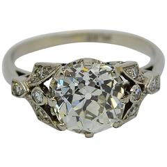 Antique Old Mine Brilliant Diamond Platinum Ring