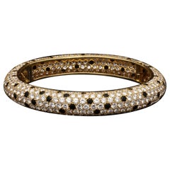 Van Cleef & Arpels 18ct Gold Diamant und Onyx Panther Spot Armreif Französisch