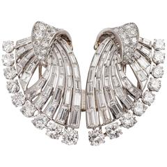 Stunning Diamond Platinum Double Clip